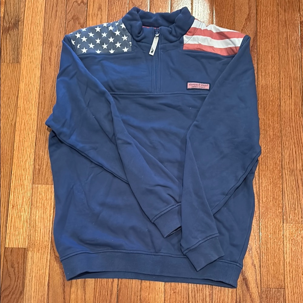 Vineyard Vines Blue Zip Up Sweater with Star Detail